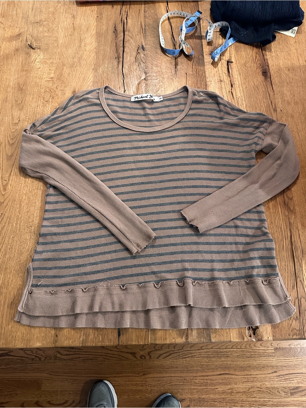 Michael Stars striped waffle knit thermal top